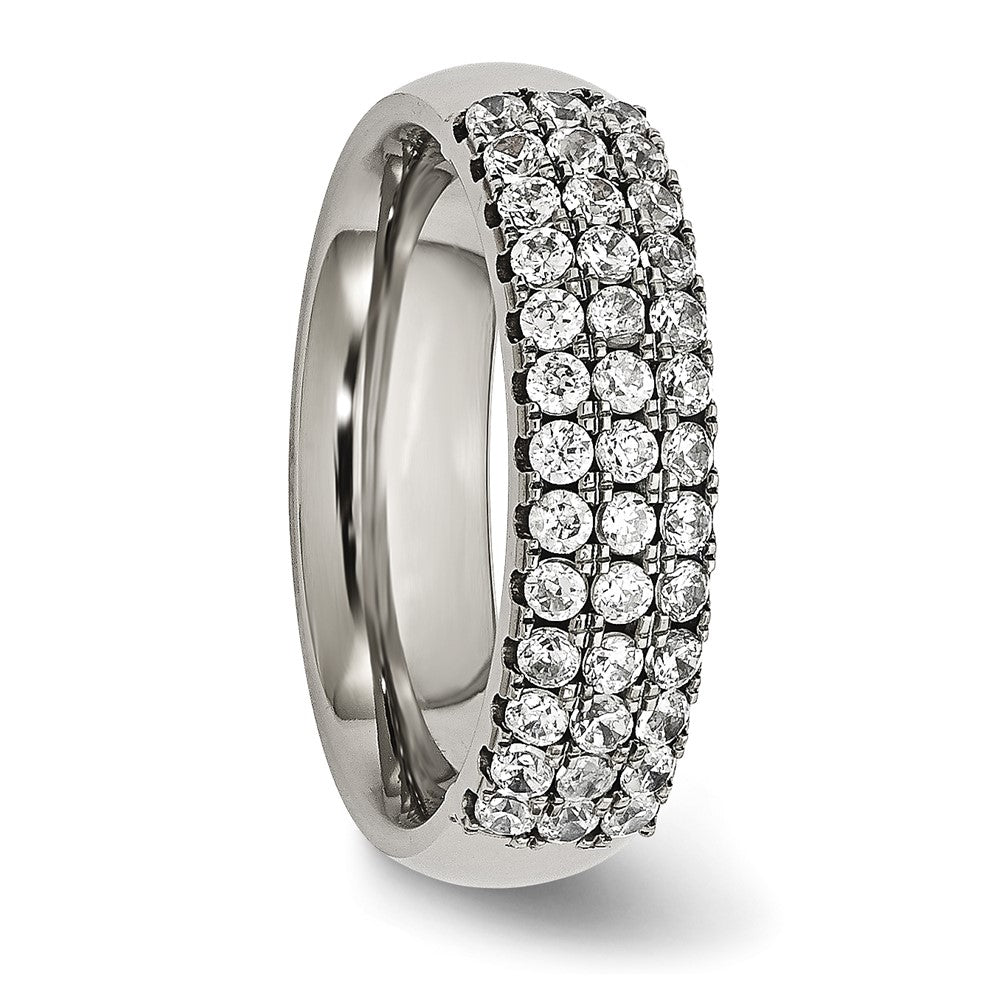 Chisel Titanium Polished Multi-row CZ 7mm Band