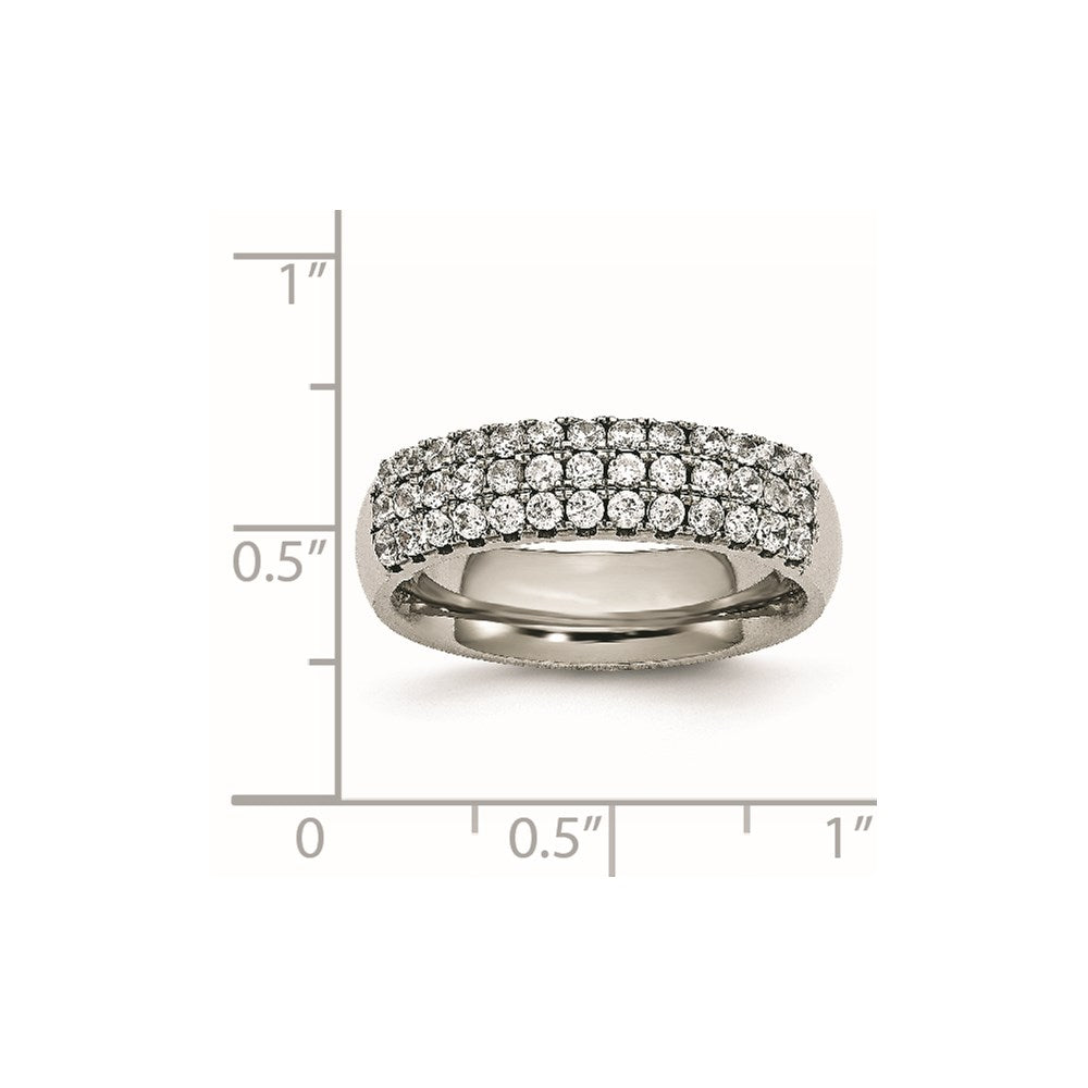 Chisel Titanium Polished Multi-row CZ 7mm Band