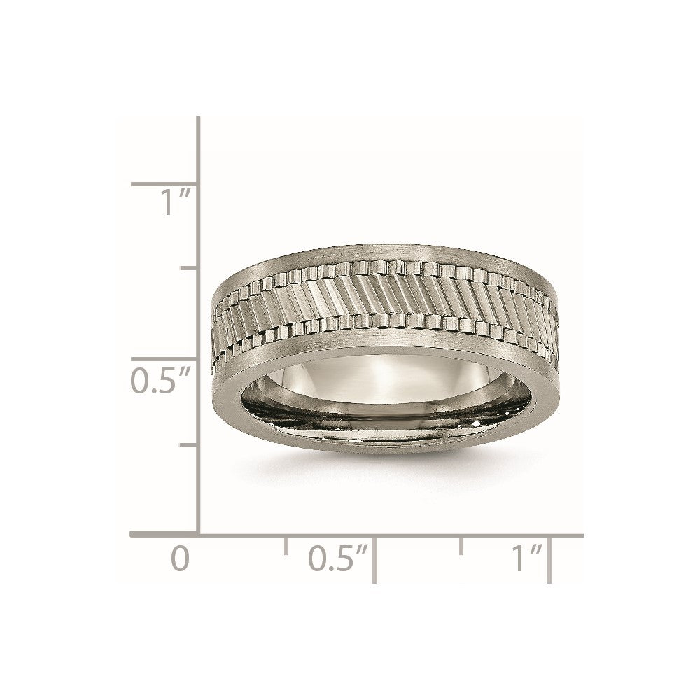 Titanium Sawtooth Design Flat Polished w/Brushed Edge 8mm Band