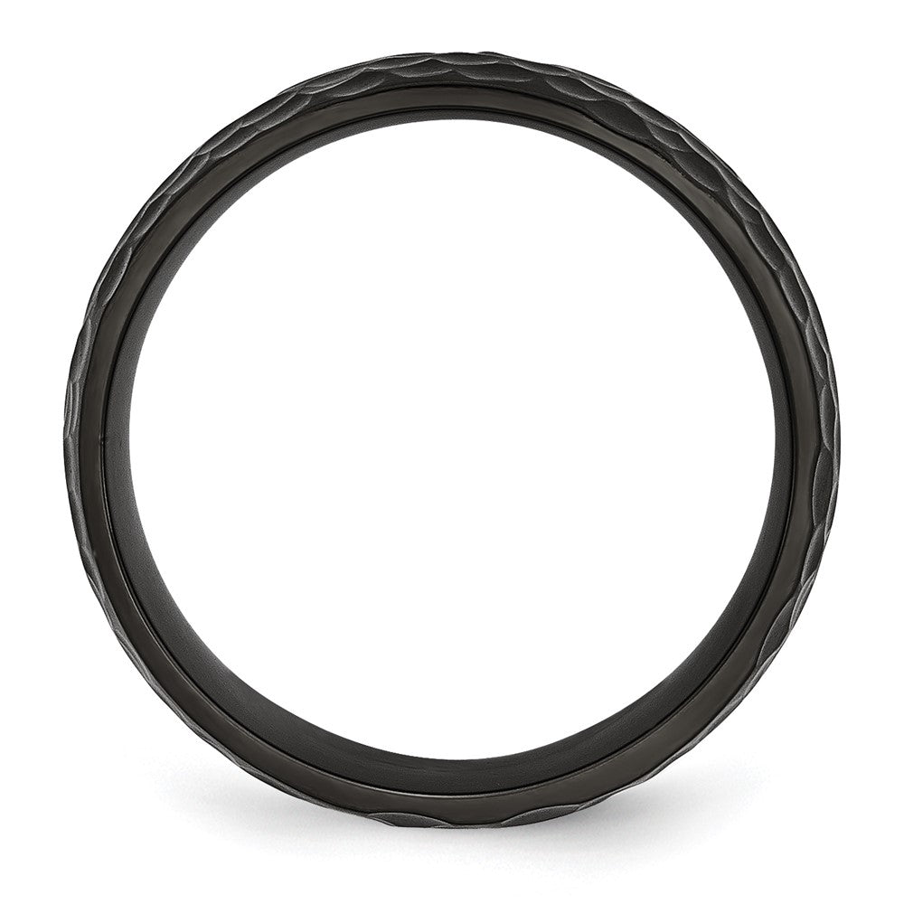 Chisel Titanium Brushed and Polished Hammered Black IP-plated 8mm Band