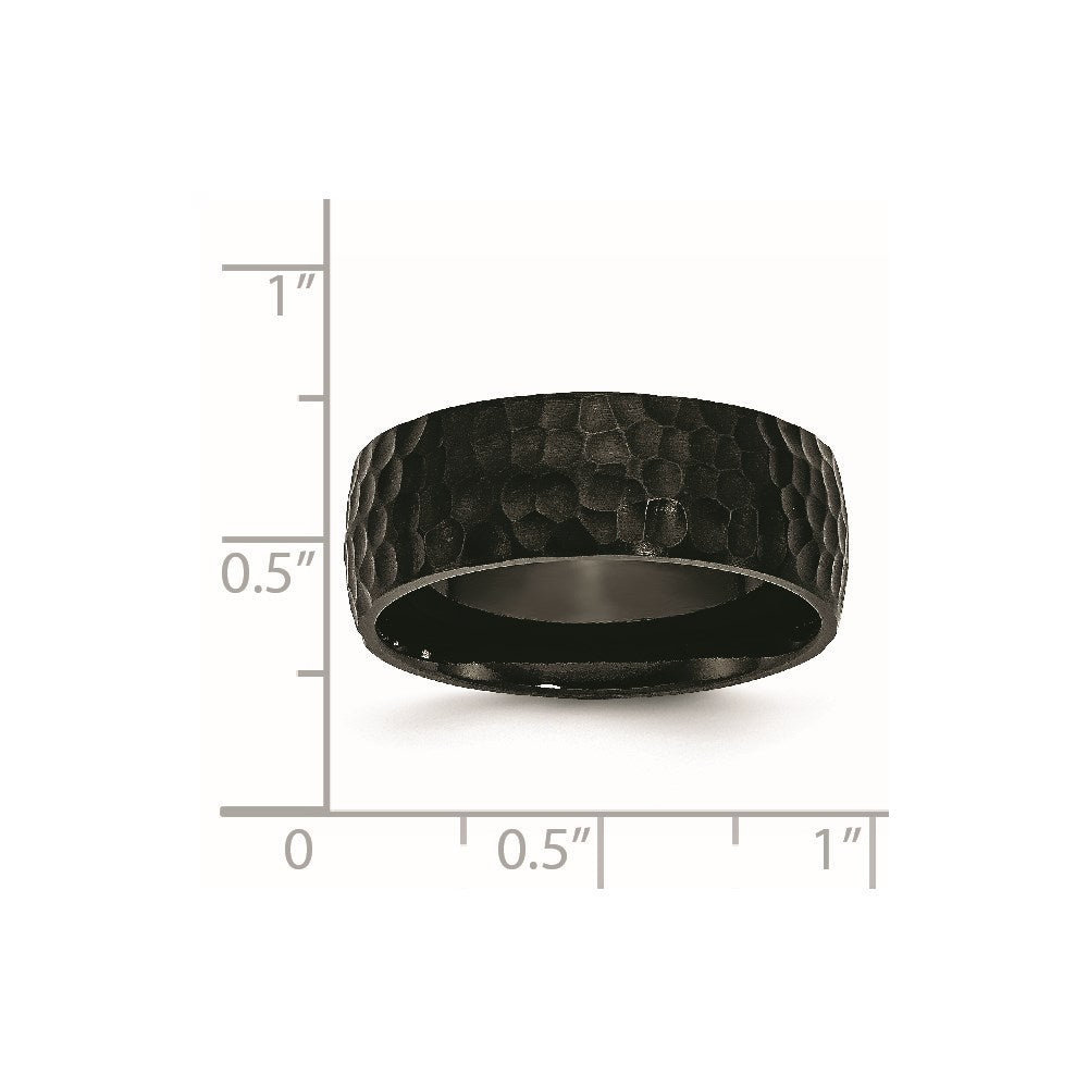 Chisel Titanium Brushed and Polished Hammered Black IP-plated 8mm Band