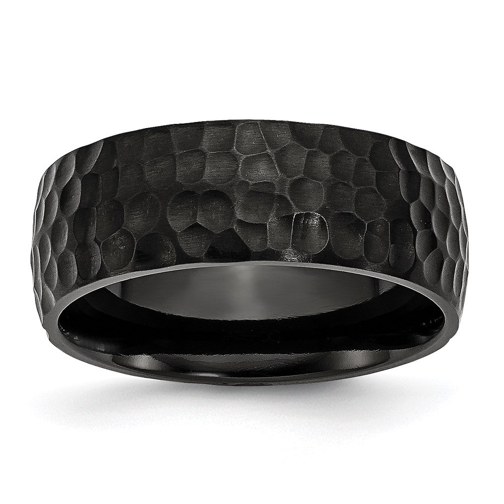 Chisel Titanium Brushed and Polished Hammered Black IP-plated 8mm Band