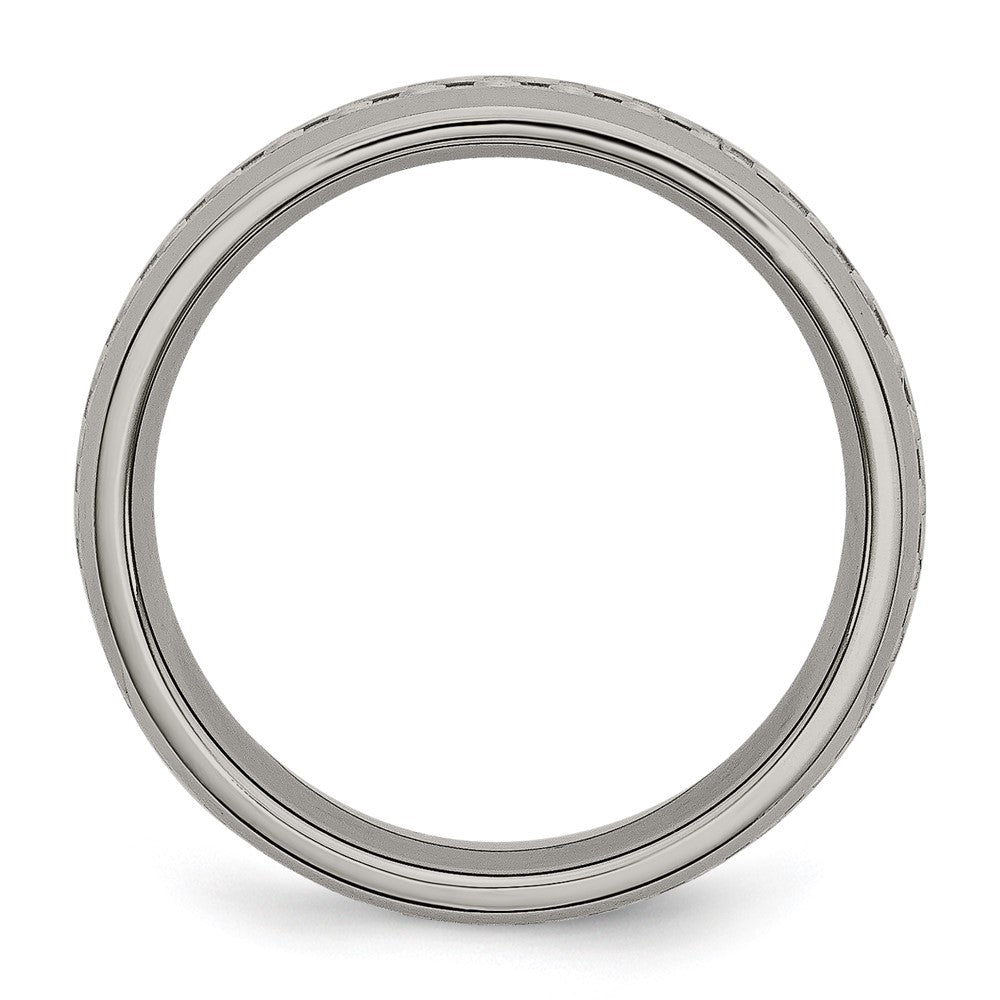 Chisel Titanium Polished with Grey Carbon Fiber Inlay 6mm Band