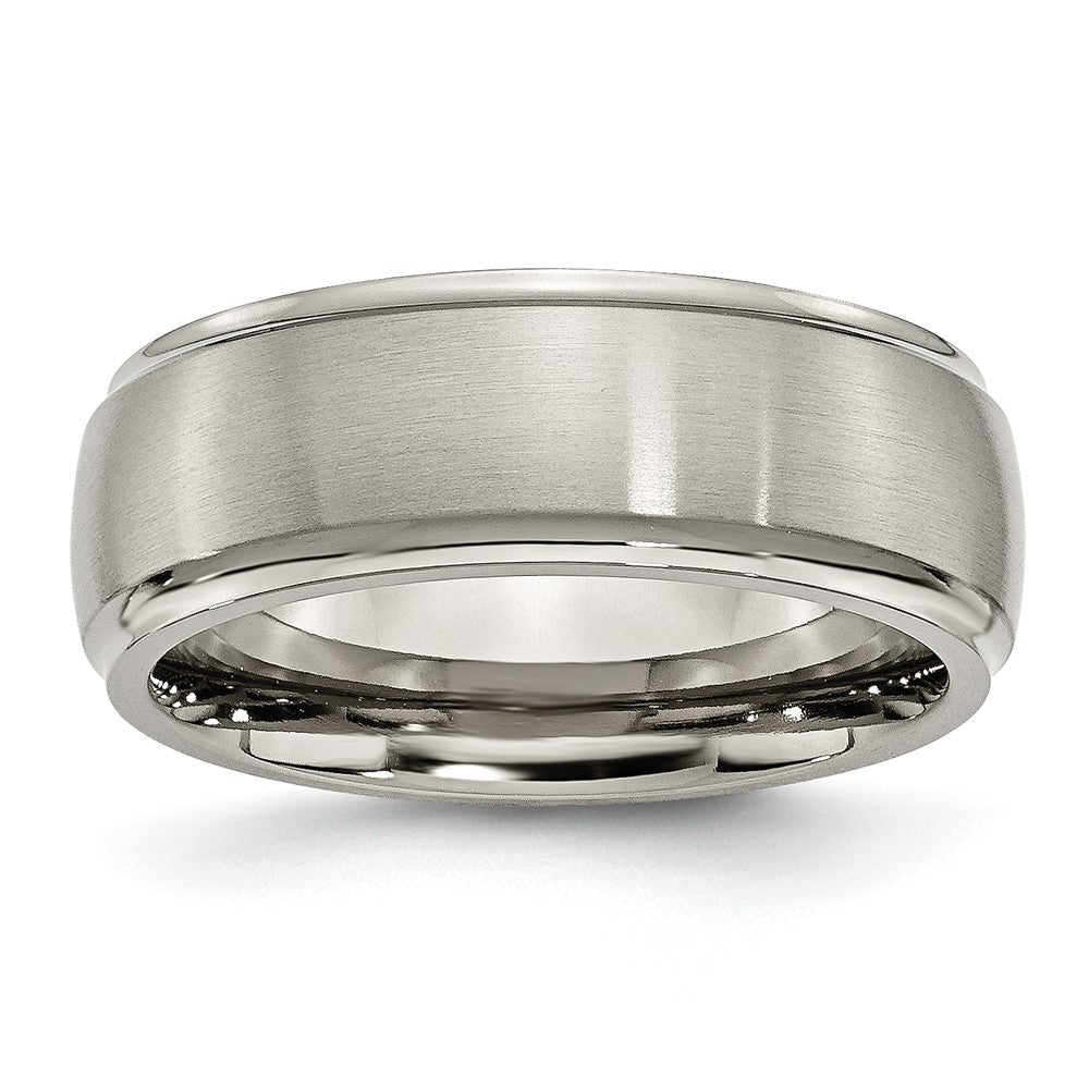 Chisel Titanium Brushed Center 8mm Ridged Edge Band