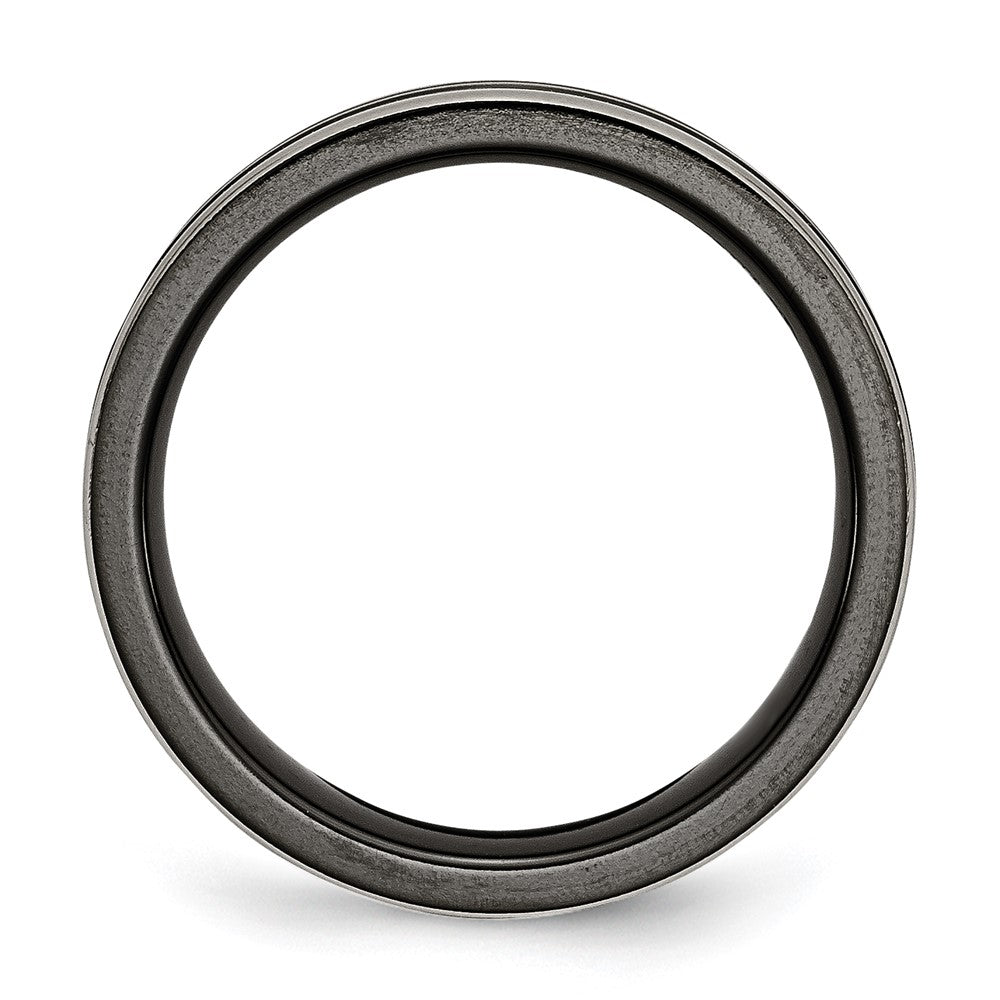 Titanium Black Ti with Grey Edges 6mm Grooved and Polished Band