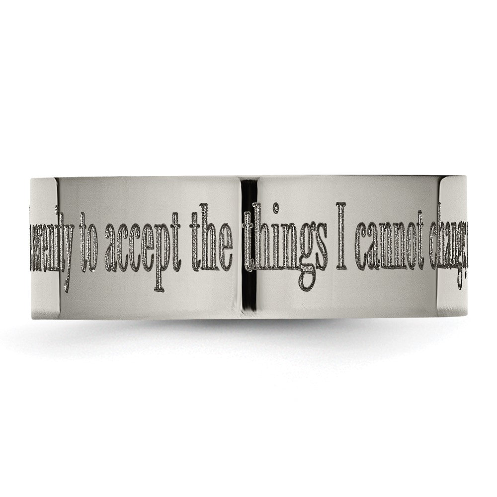 Chisel Titanium Polished Serenity Prayer Laser Design 8mm Flat Band
