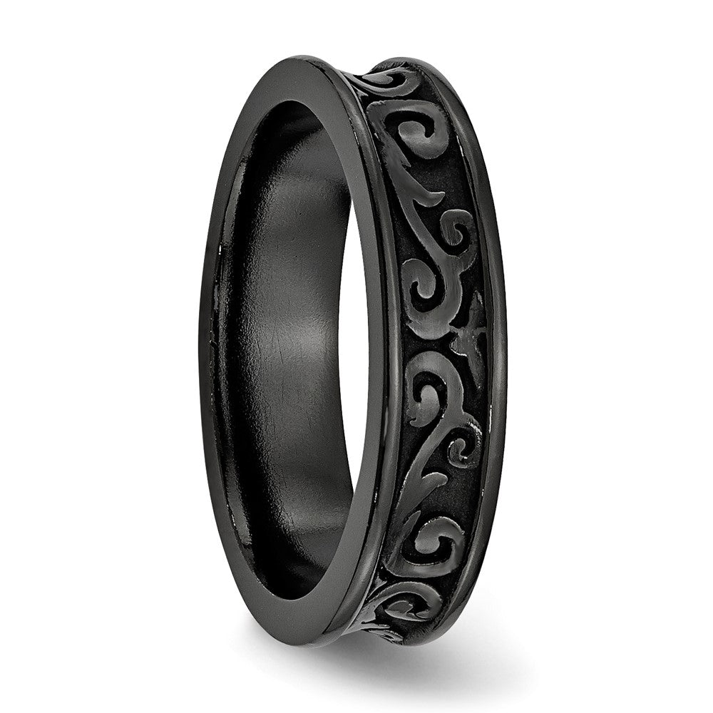 Titanium Black Ti Concave 6mm Polished Band