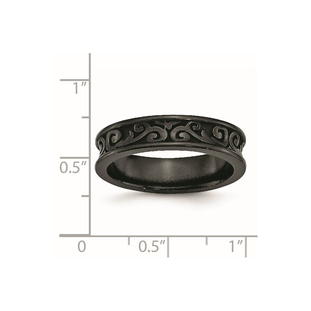 Titanium Black Ti Concave 6mm Polished Band