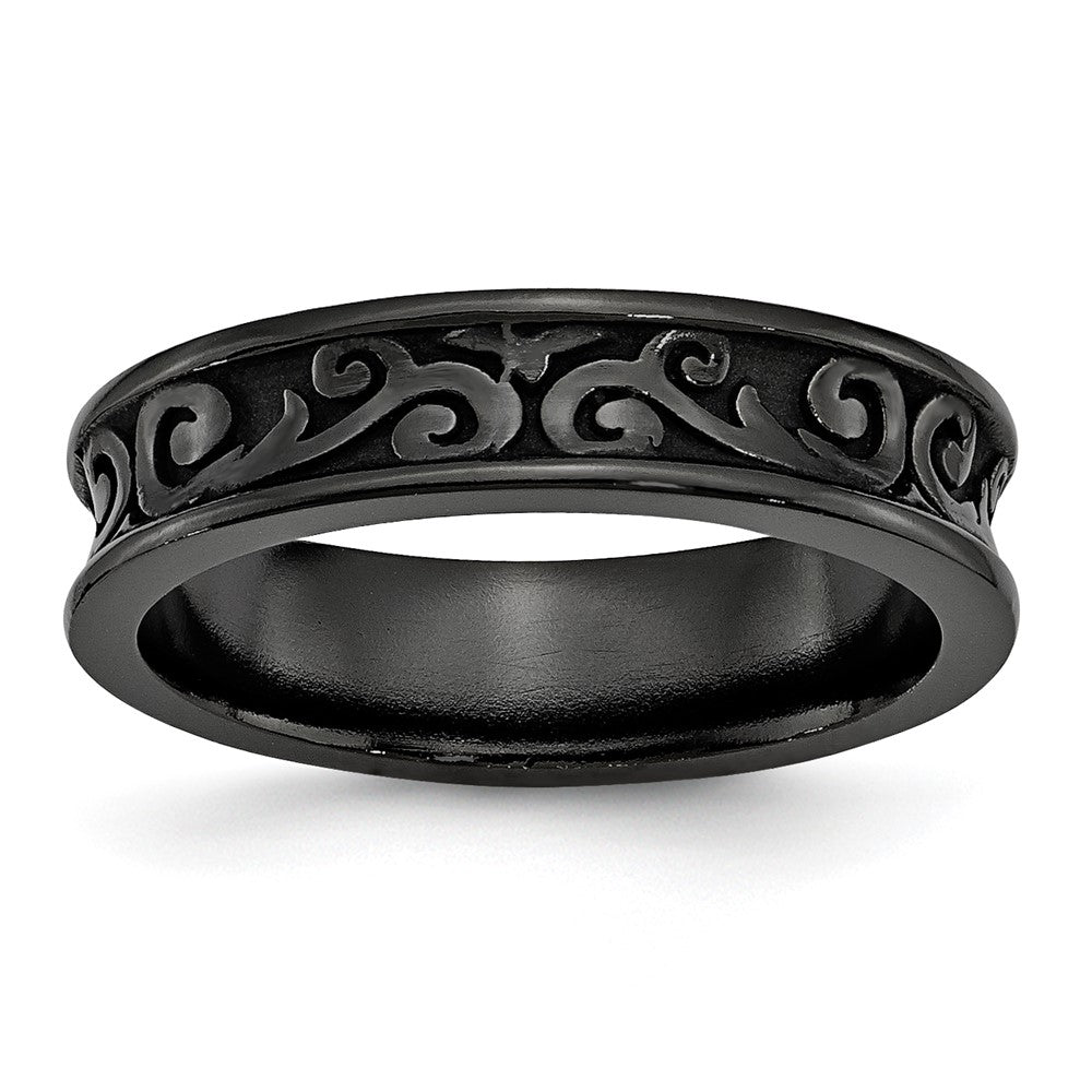 Titanium Black Ti Concave 6mm Polished Band