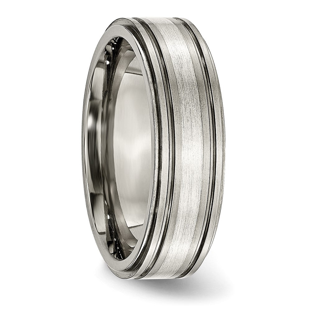 Titanium w/ Argentium .925 Silver Inlay Ridged Edge 7mm Band