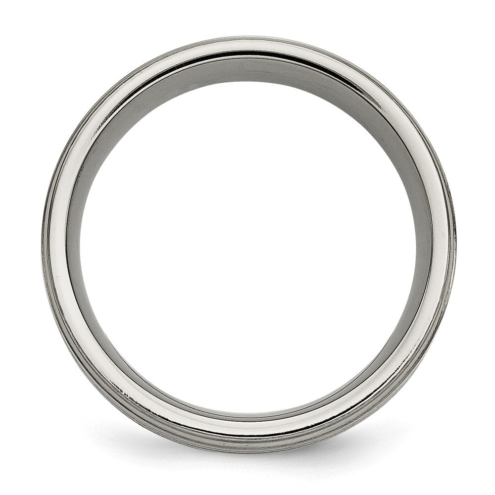 Titanium w/ Argentium .925 Silver Inlay Ridged Edge 9mm Band