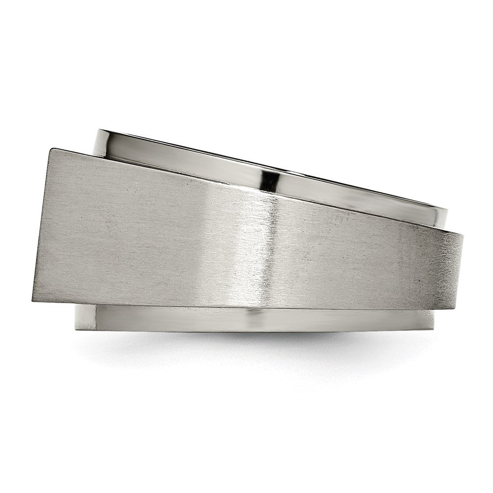 Chisel Titanium Brushed and Polished CZ Square Signet Ring