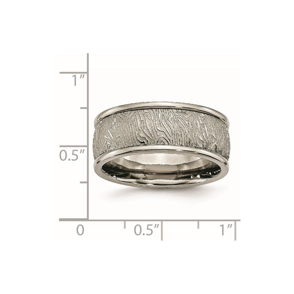 Titanium Polished 9mm Textured Rounded Edge Ring