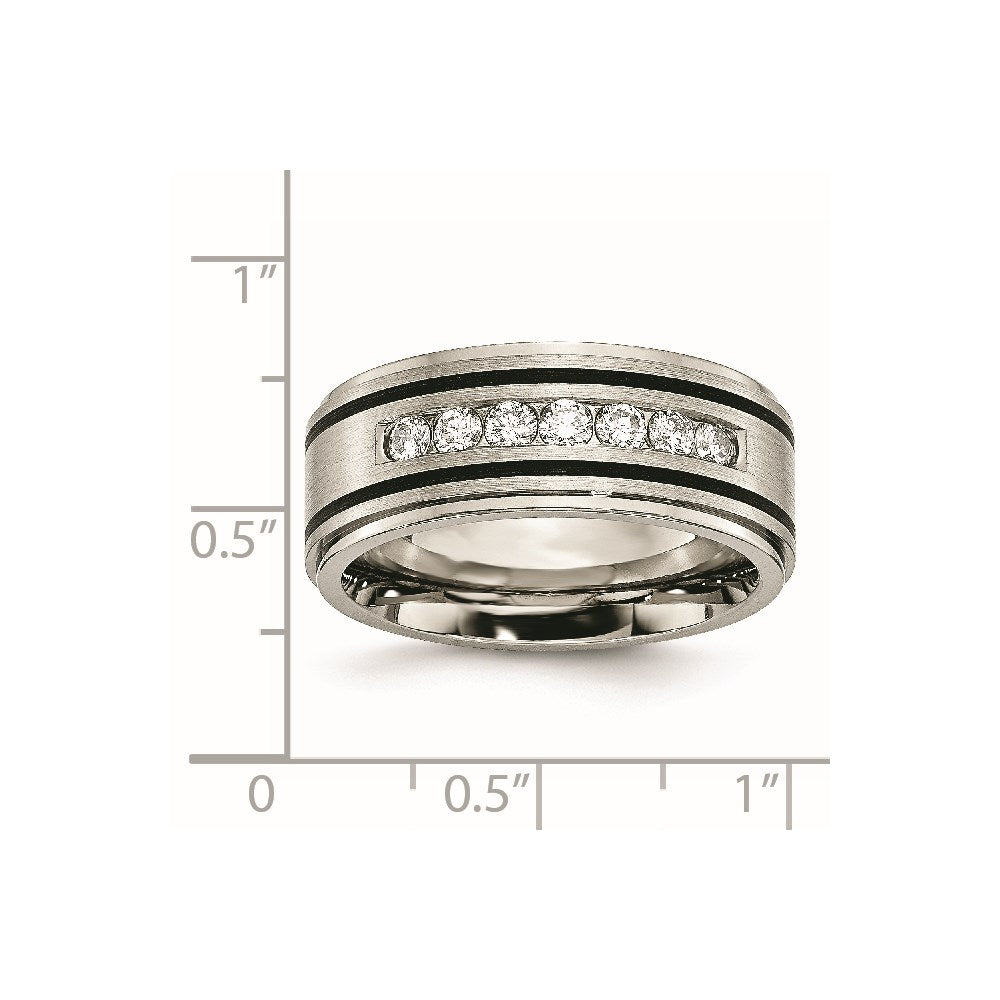 Chisel Titanium Brushed Polished and Enameled 1/2 Carat Diamond 9mm Band