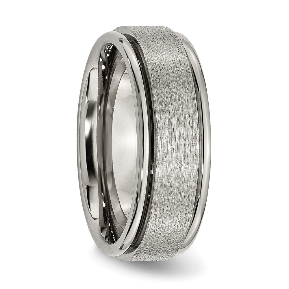 Chisel Titanium Brushed Center 8mm Ridged Edge Band
