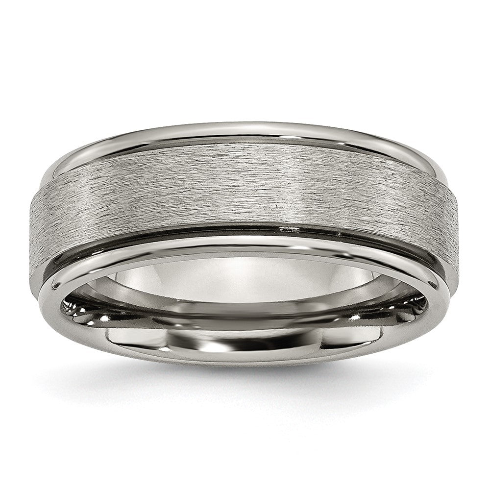 Chisel Titanium Brushed Center 8mm Ridged Edge Band