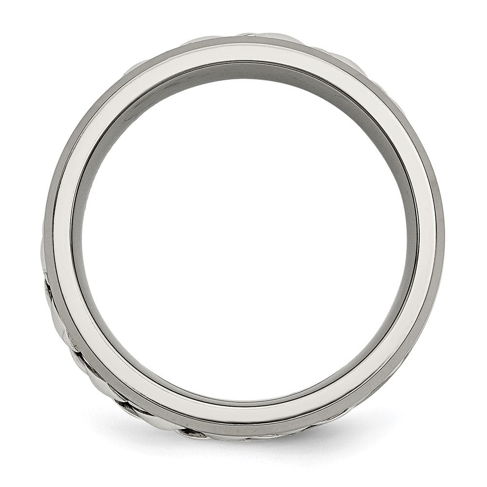 Chisel Titanium with Sterling Silver Inlay Polished 1pt. Diamond 7mm Band