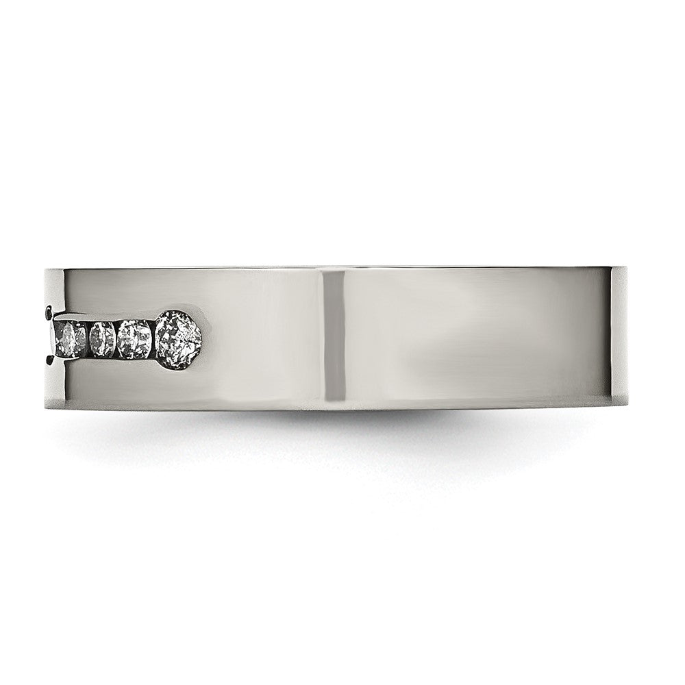 Titanium Polished 1/2 ct tw. Diamond 6mm Band