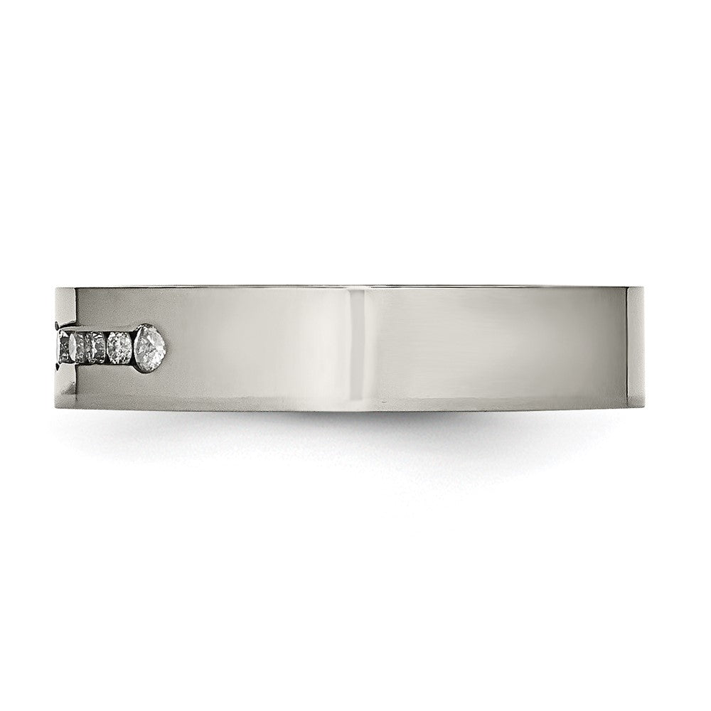 Titanium Polished 1/4ct tw. Diamond 6mm Band