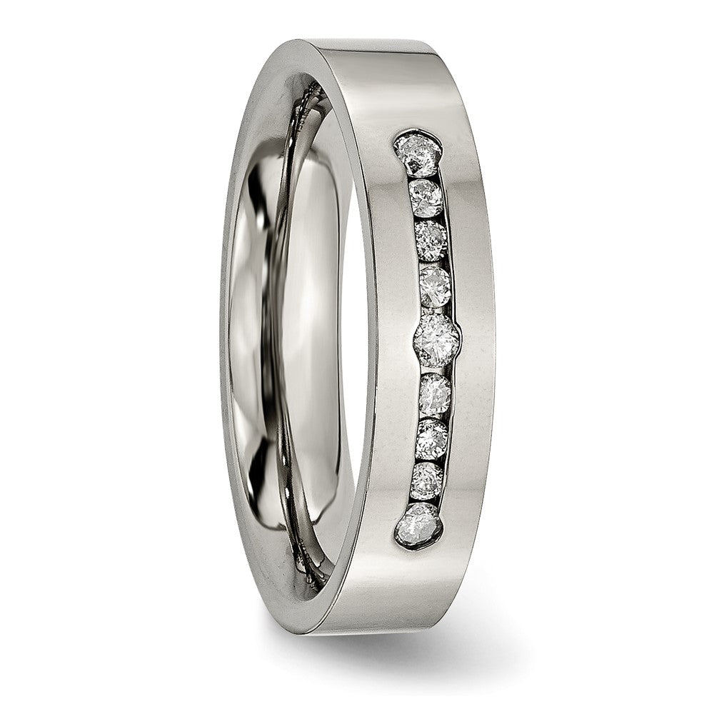Titanium Polished 1/4ct tw. Diamond 6mm Band