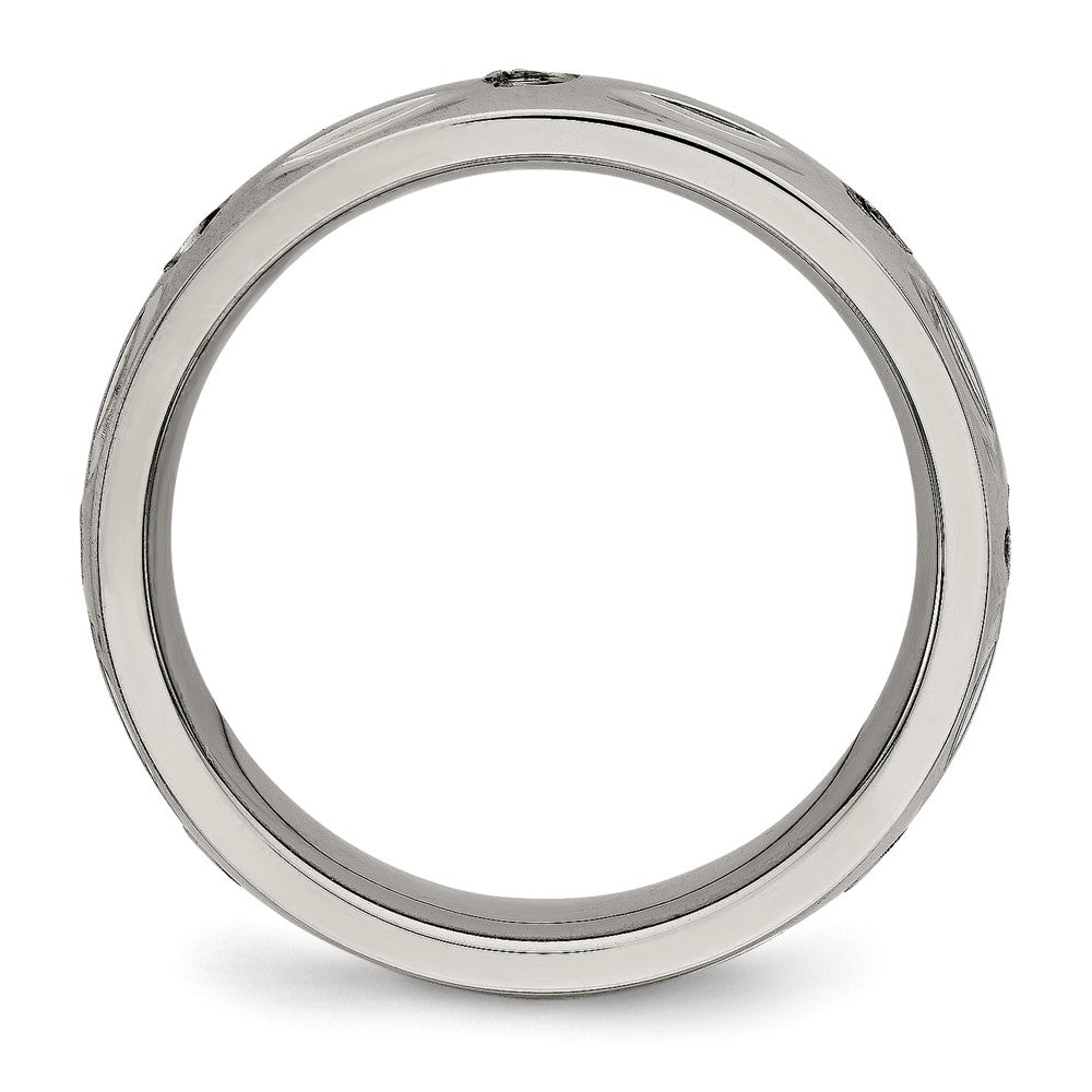 Titanium Polished with CZ 6mm Grooved Band