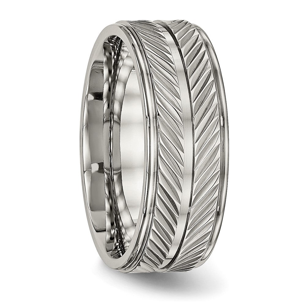 Titanium Polished 8mm Grooved Band
