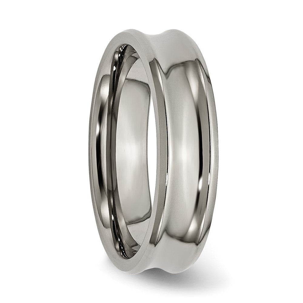 Titanium Polished Concave 6mm Beveled Edge Band
