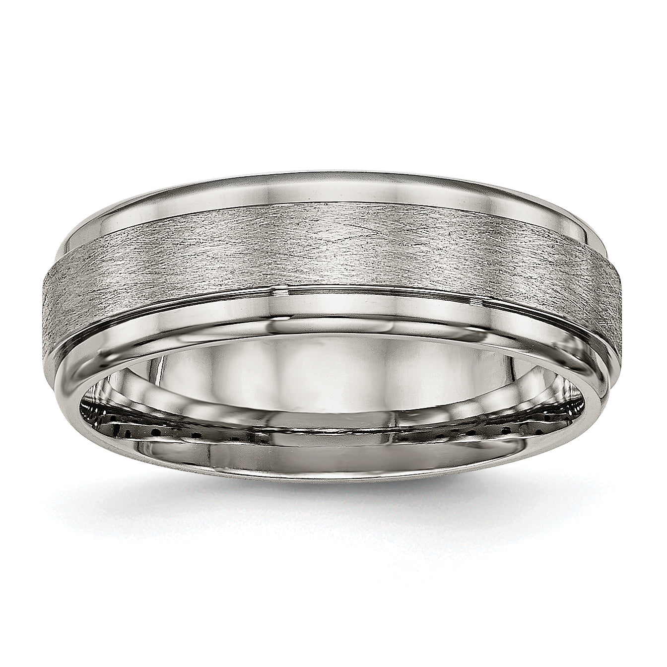 Chisel Titanium Brushed Center 7mm Ridged Edge Band