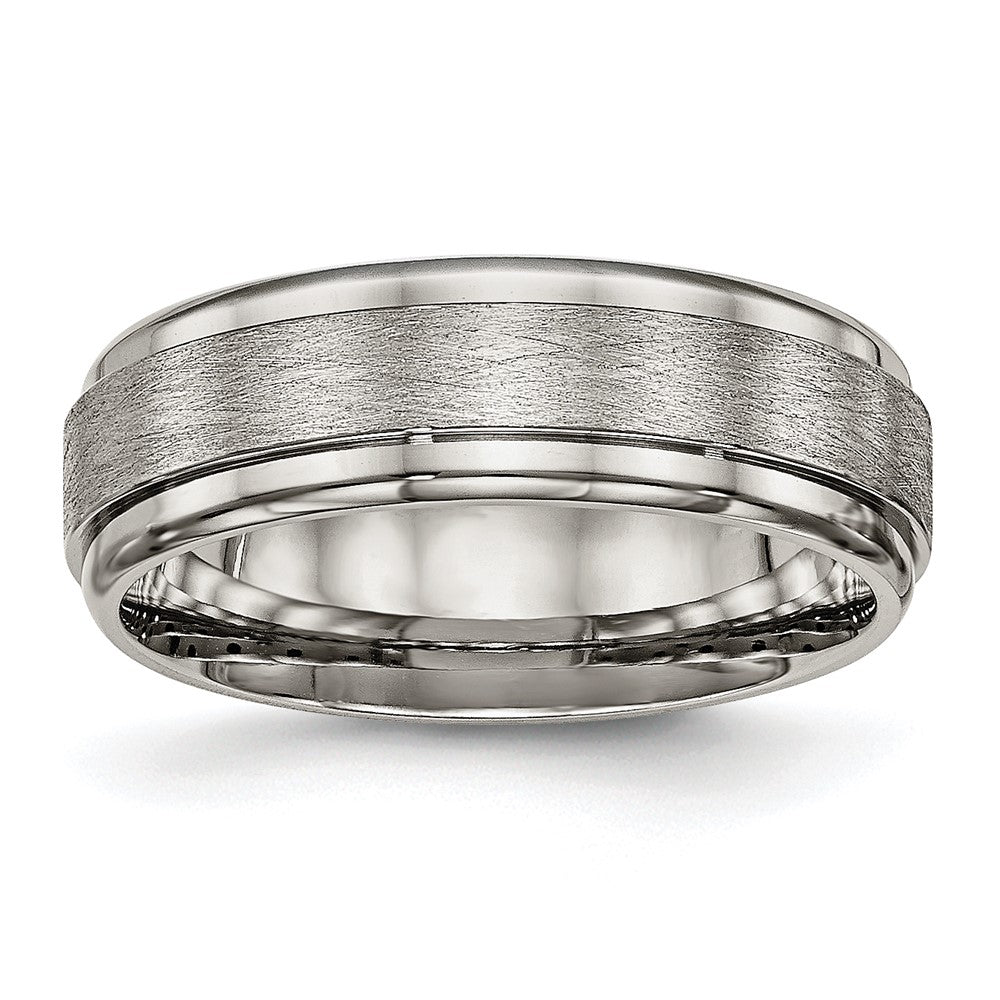 Chisel Titanium Brushed Center 7mm Ridged Edge Band