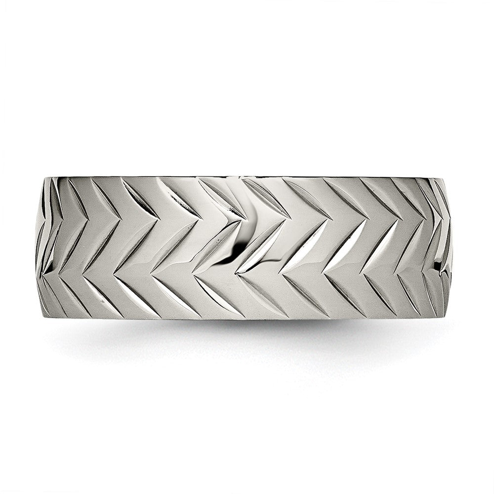 Chisel Titanium Polished Diamond Cut 8mm Band