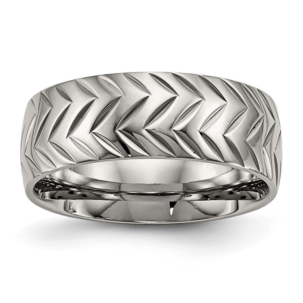 Chisel Titanium Polished Diamond Cut 8mm Band