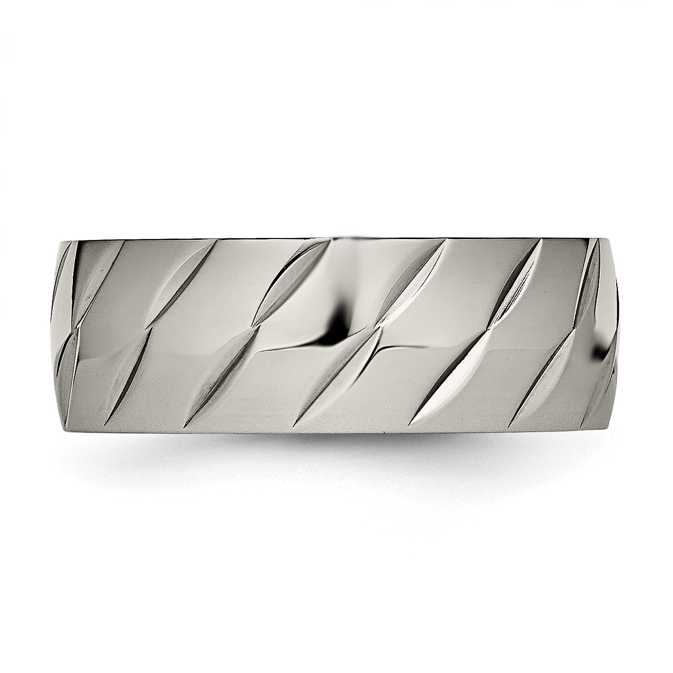 Titanium Polished Diamond Cut 8mm Band
