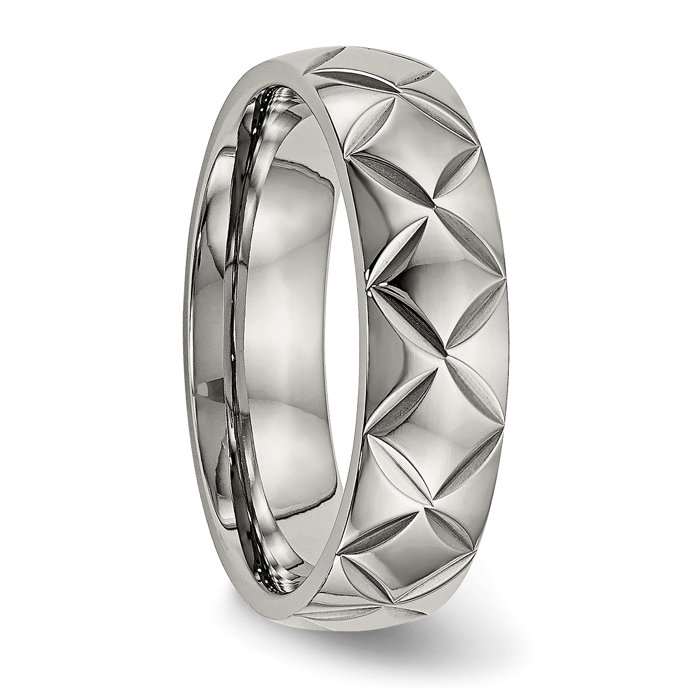 Titanium Polished Diamond Cut 6mm Band