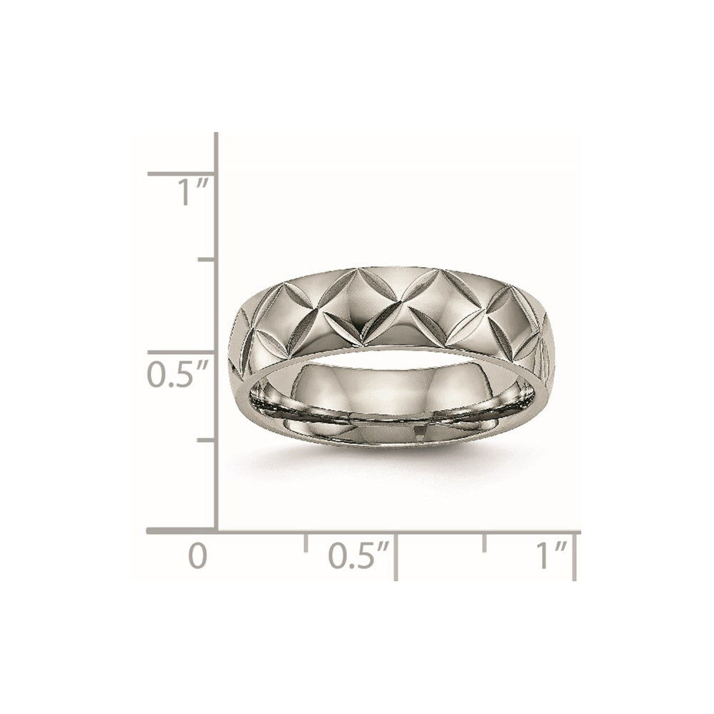 Titanium Polished Diamond Cut 6mm Band