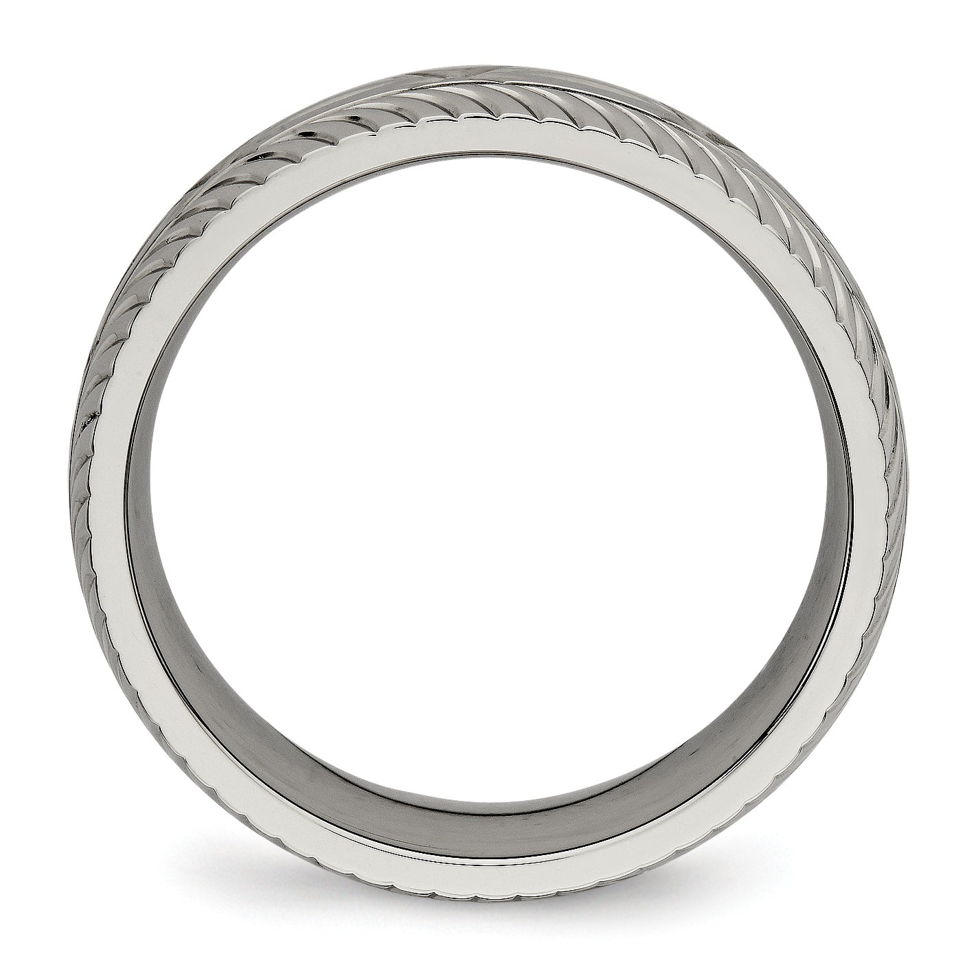 Chisel Titanium Polished Diamond Cut 7mm Band