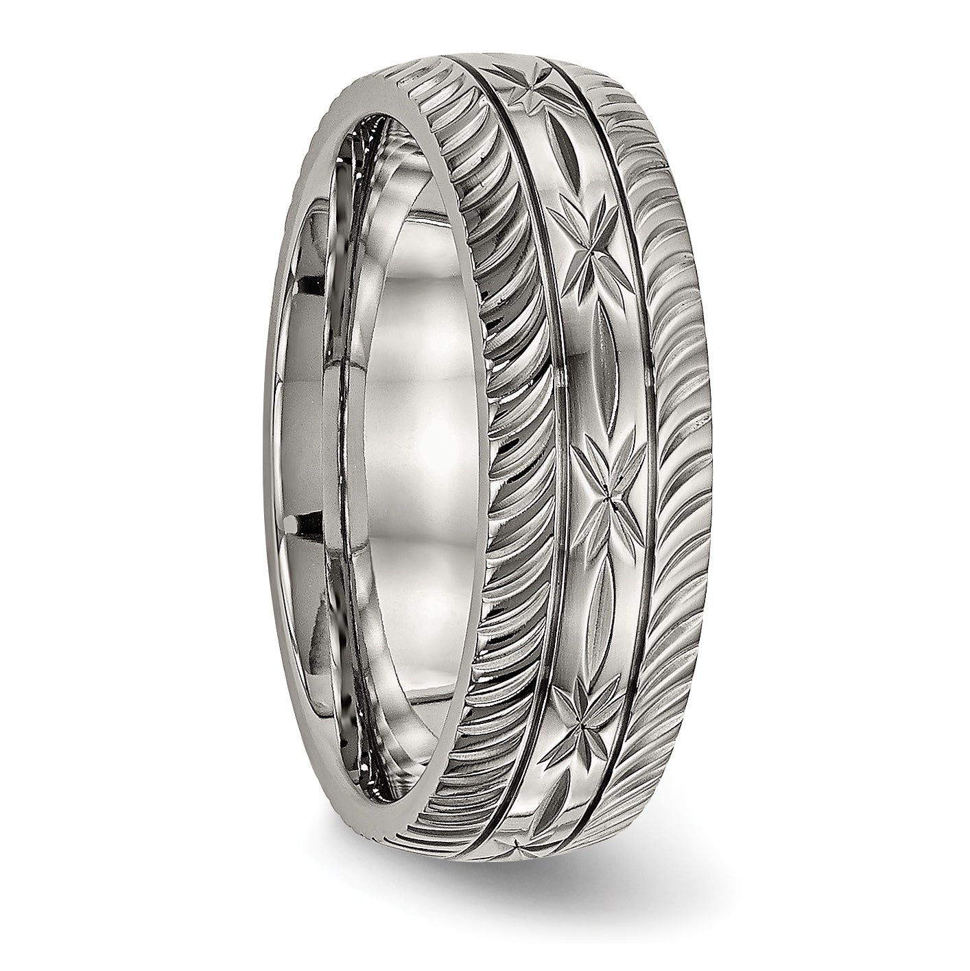 Chisel Titanium Polished Diamond Cut 7mm Band