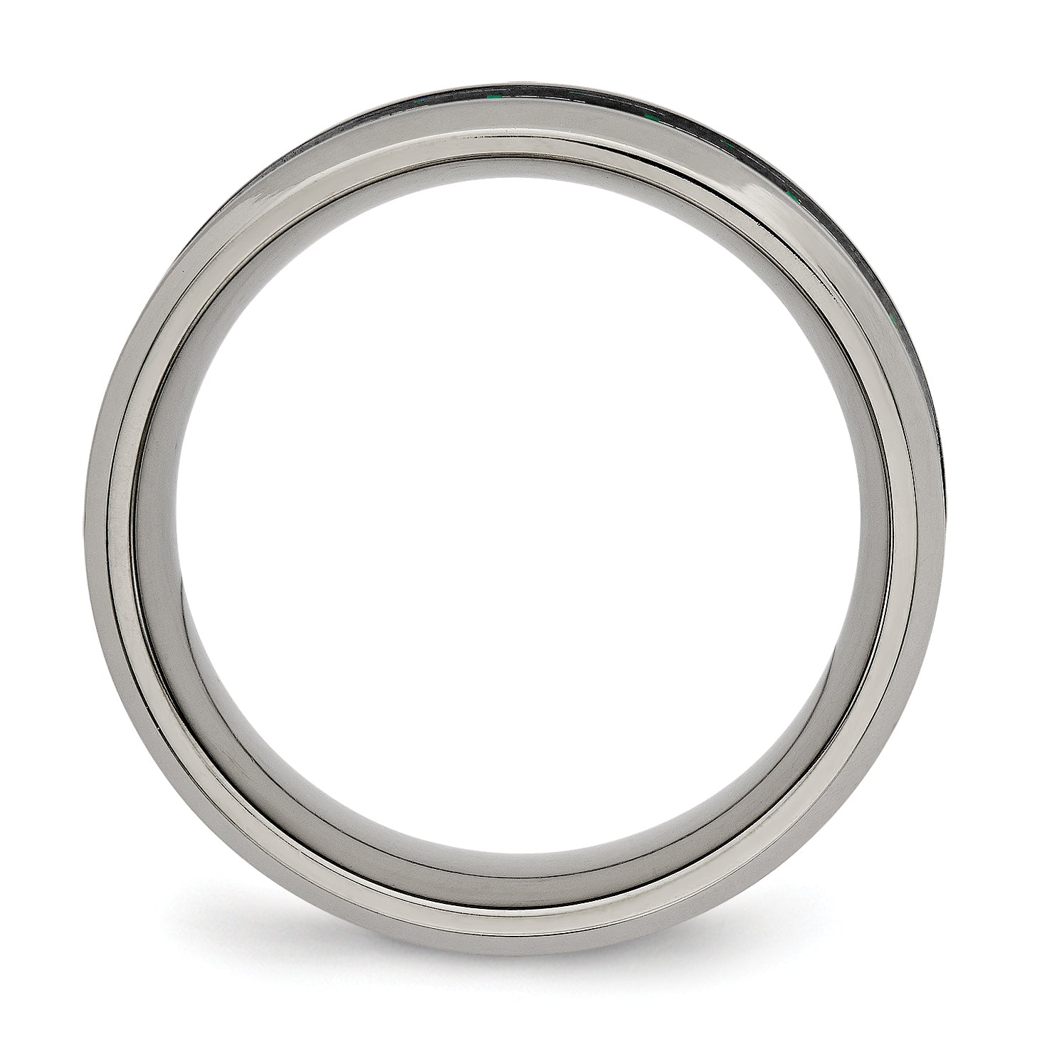 Chisel Titanium Polished with Black and Green Carbon Fiber Inlay 8mm Band