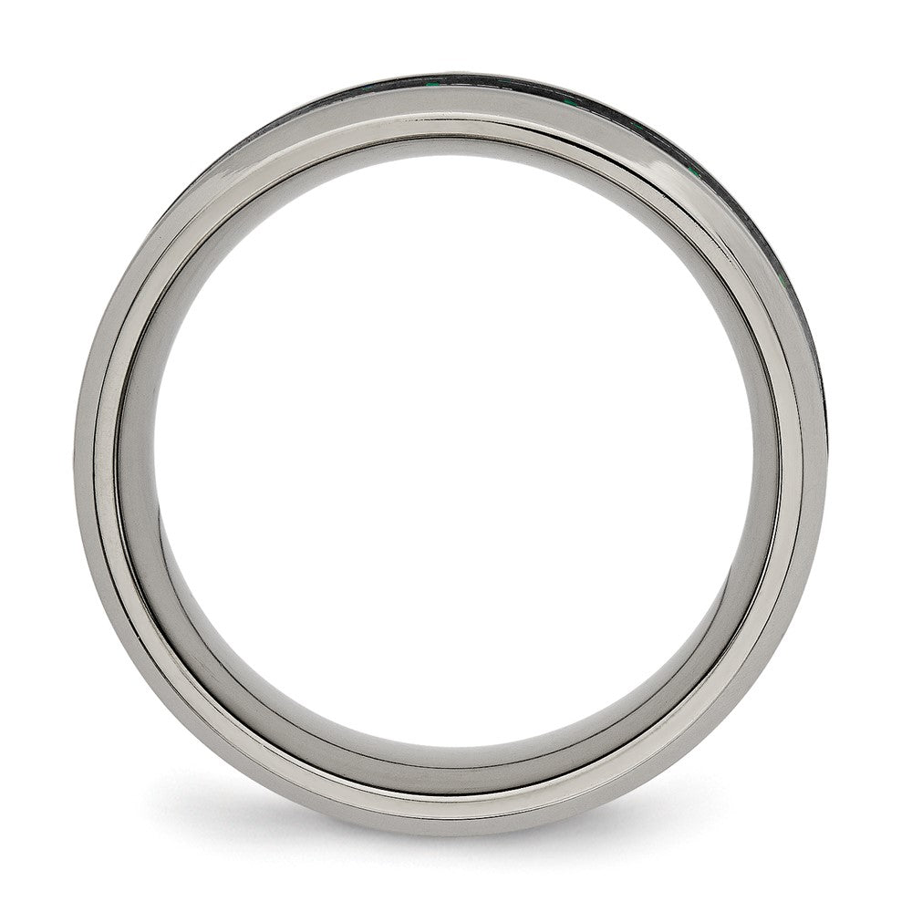 Chisel Titanium Polished with Black and Green Carbon Fiber Inlay 8mm Band