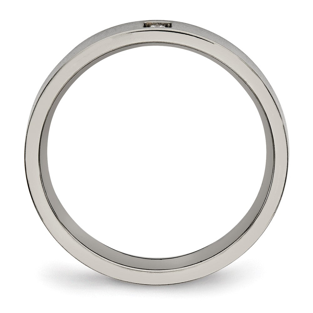 Chisel Titanium Polished with CZ 4mm Flat Comfort Fit Band