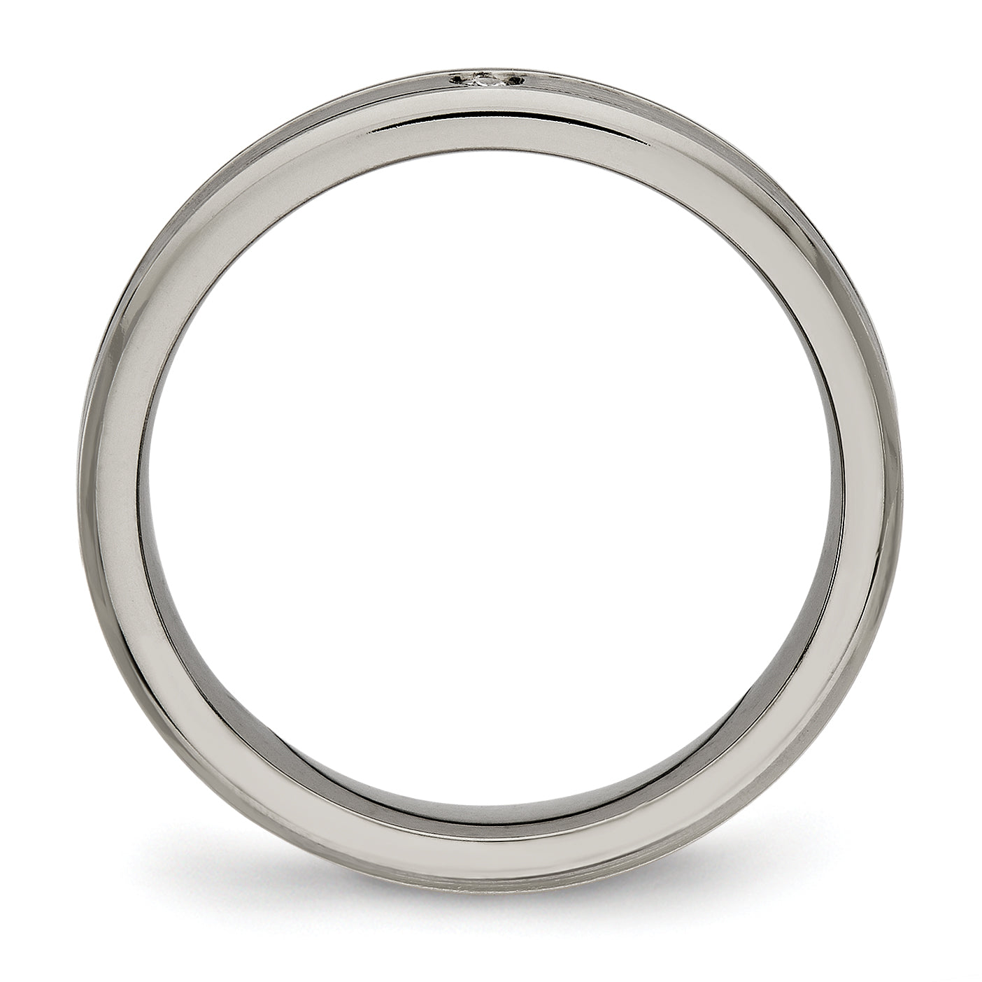Titanium Polished with CZ 3.75mm Grooved Comfort Fit Band
