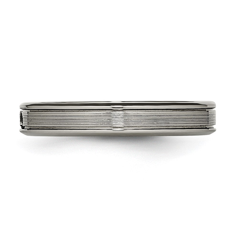 Titanium Polished with CZ 3.75mm Grooved Comfort Fit Band