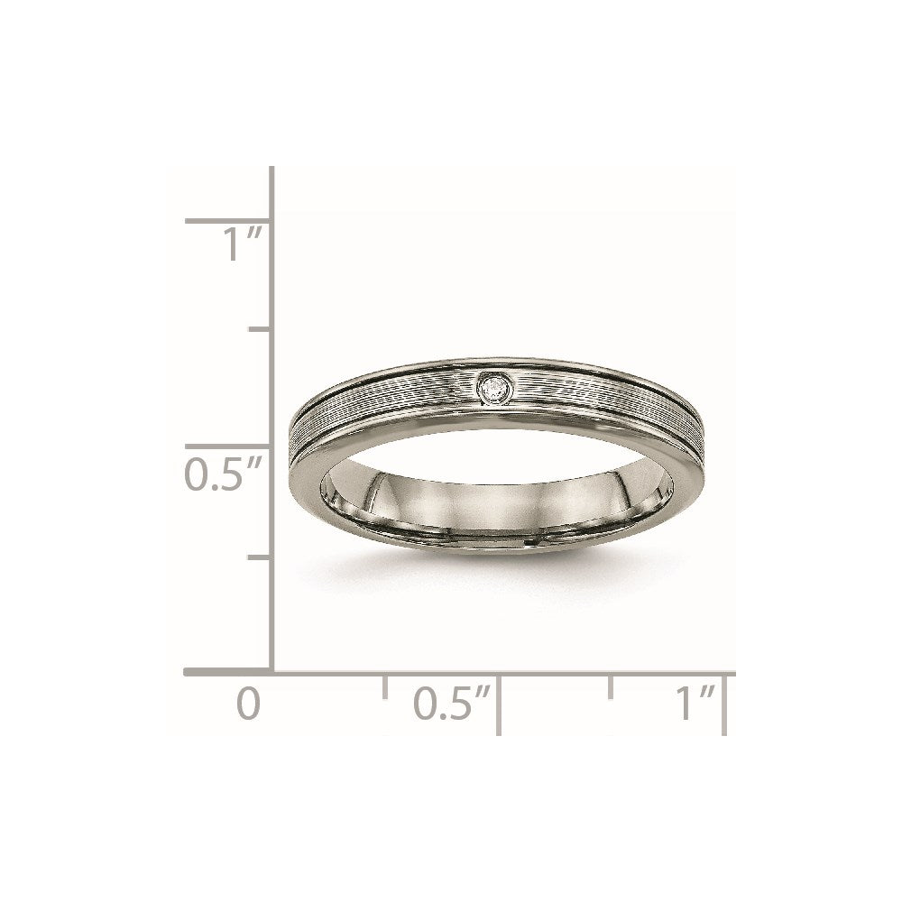 Titanium Polished with CZ 3.75mm Grooved Comfort Fit Band
