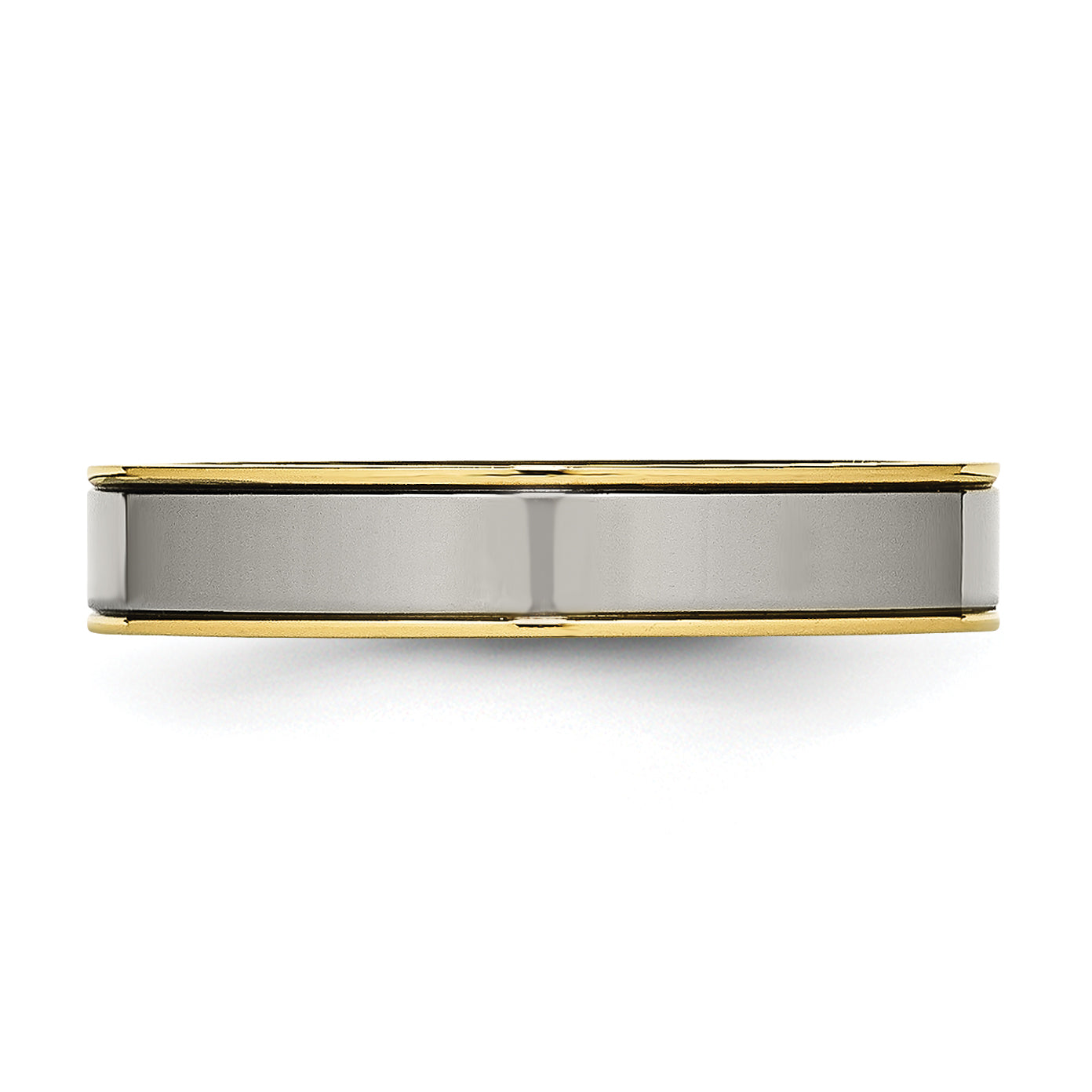 Chisel Titanium Polished Yellow IP-plated 5mm Grooved Comfort Fit Band