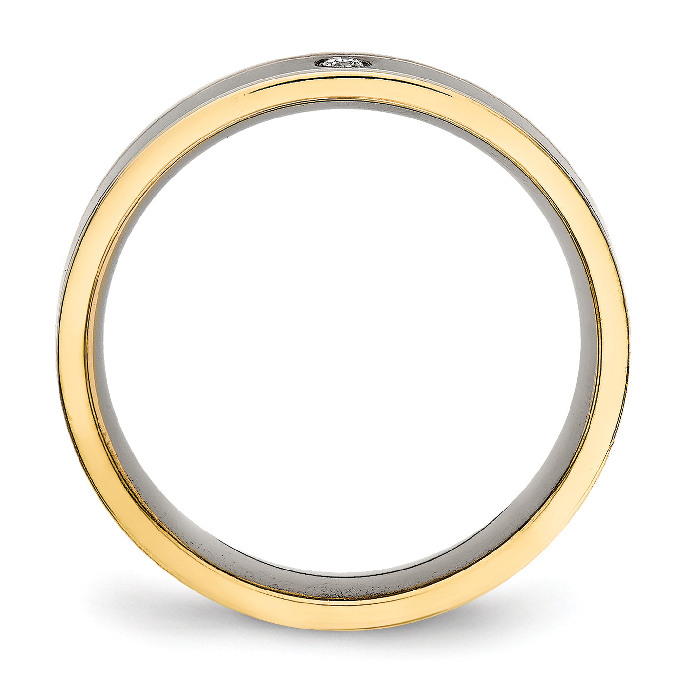Chisel Titanium Polished Yellow IP-plated with CZ 5mm Grooved Comfort Fit Band