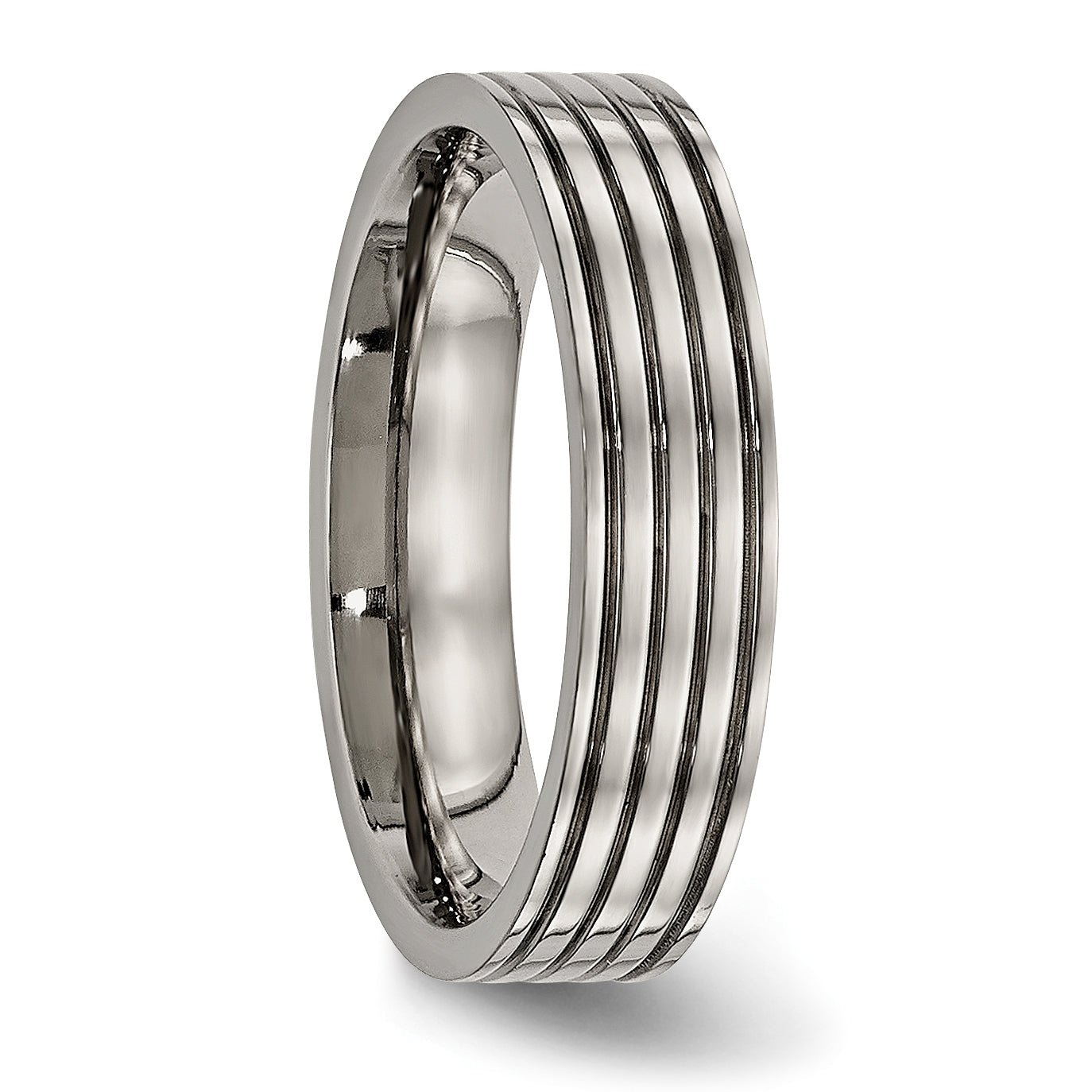 Titanium Polished 5mm Grooved Comfort Fit Band