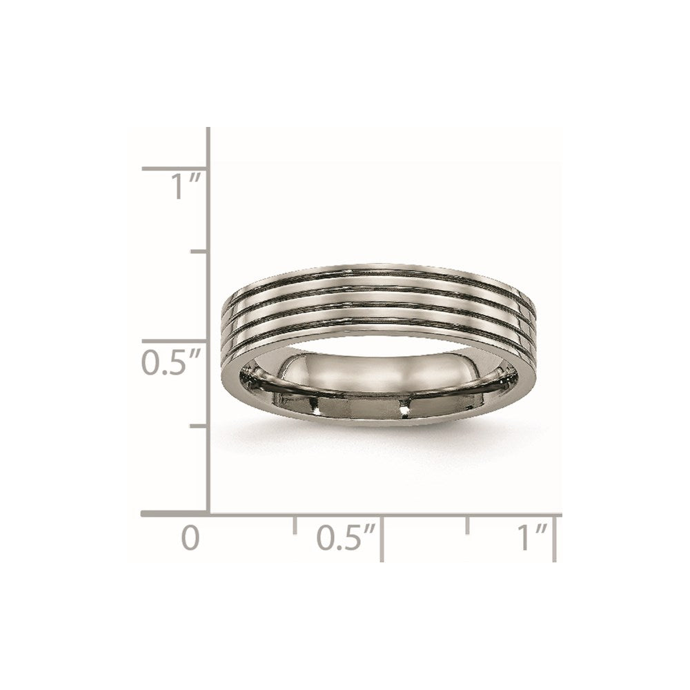 Titanium Polished 5mm Grooved Comfort Fit Band