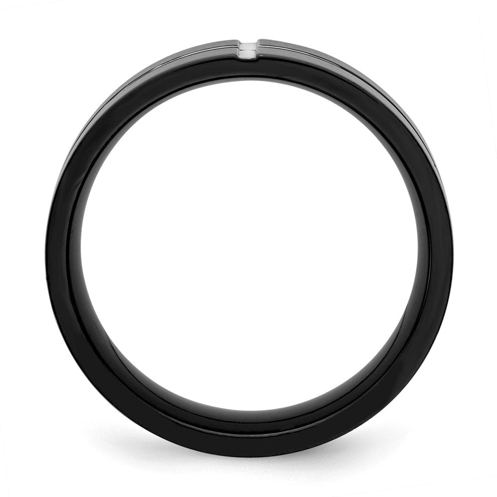 Chisel Titanium Polished Black IP-plated 8mm Grooved Comfort Fit Band