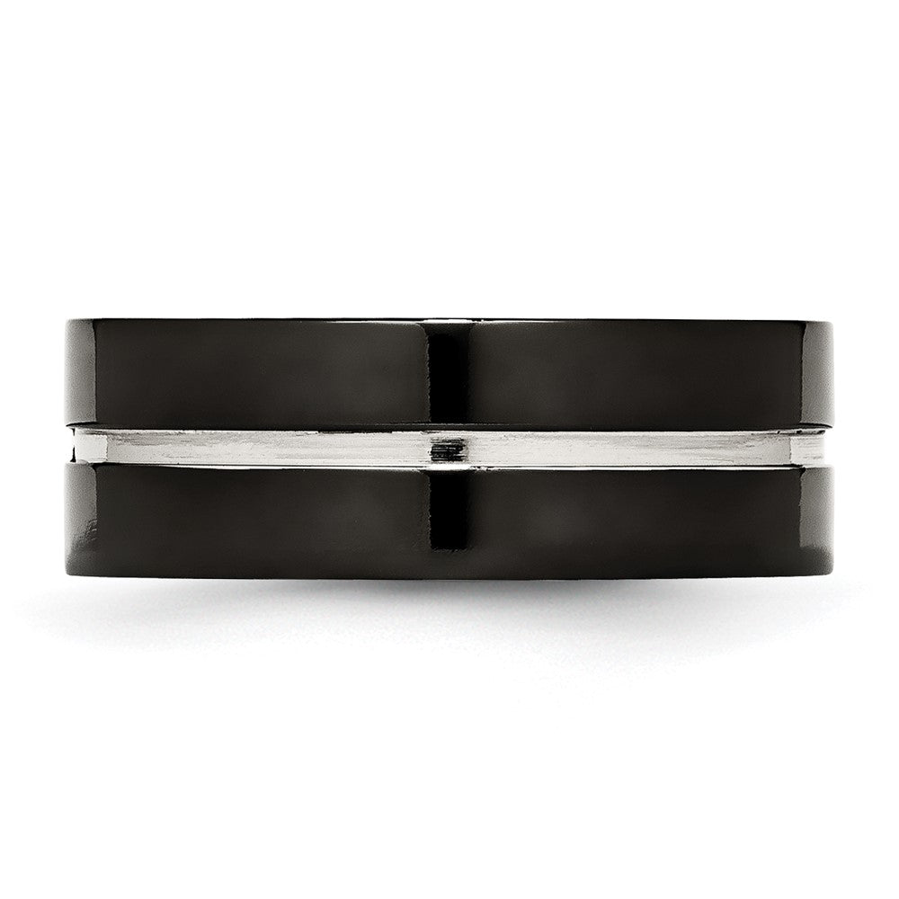 Chisel Titanium Polished Black IP-plated 8mm Grooved Comfort Fit Band