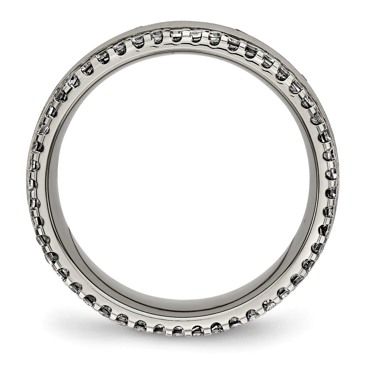 Chisel Titanium Polished with CZ 6.5mm Concave Band