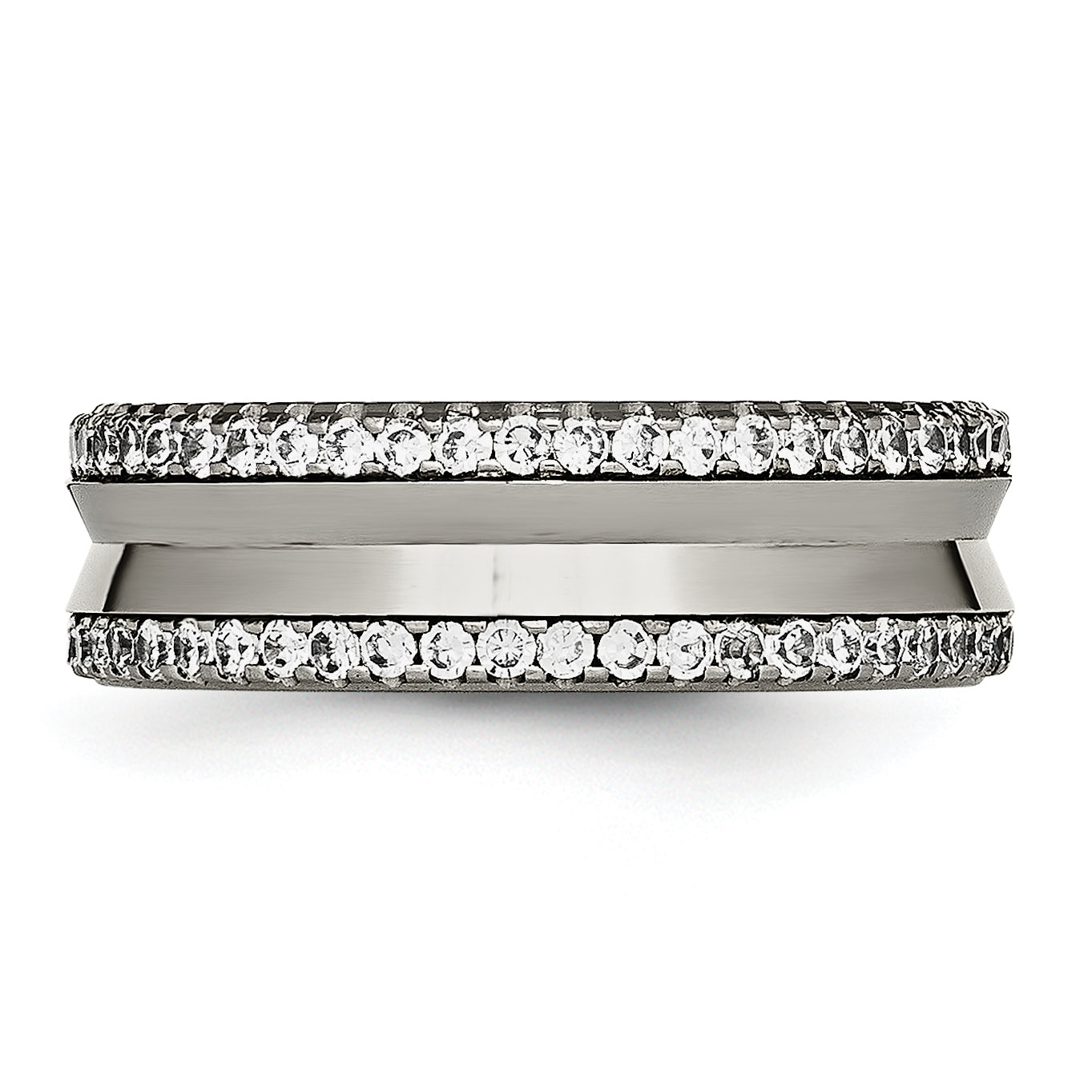 Chisel Titanium Polished with CZ 6.5mm Concave Band